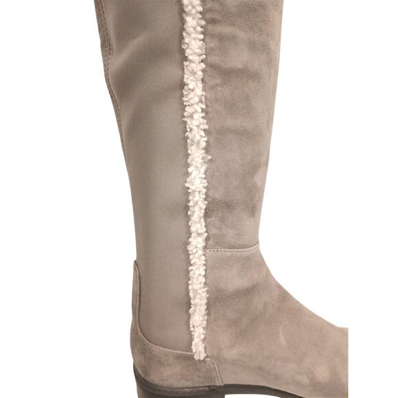 Stuart Weitzman Shearling Parka Over Knee Boots Sz 8 M Taupe Suede Leather 50/50 - Picture 3 of 14